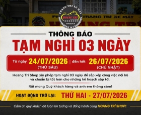 THÔNG BÁO TẠM NGHỈ 03 NGÀY (24/07 - 26/07/2026)