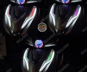 Honda Lead độ ánh sáng đỉnh cao: Bi cầu Titan, LED Audi và đồng hồ Full LED
