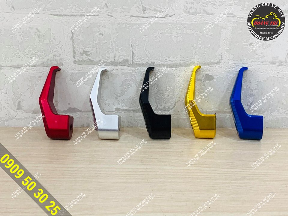 The motorcycle hanger has 5 colors: red, white, black, yellow and blue