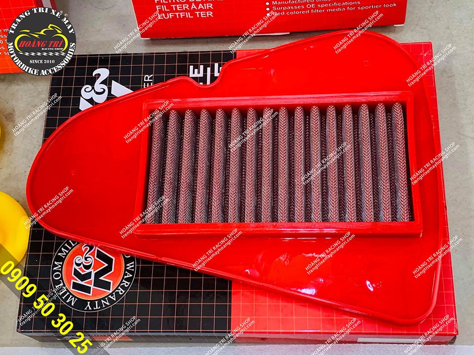 Close-up of Scoopy steel air filter, red Zoomer X