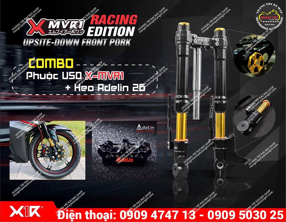 The whole combo upside down X1R fork - Adelin 4-piston oil pig