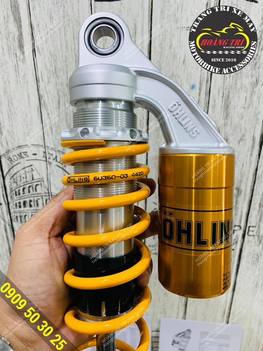 Ohlins . Traditional Yellow Oil Tank