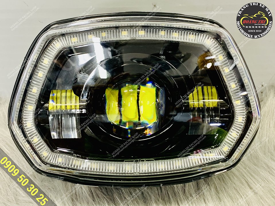 Cận cảnh cụm đèn pha bi cầu Led Tun dành cho xe Vespa Sprint