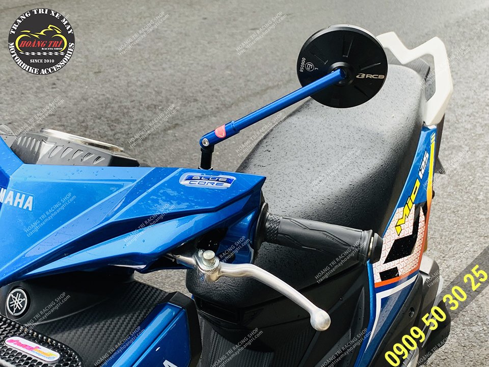 Kính hậu Racing Boy S6 Adapter màu xanh dương lắp cho Mio 125