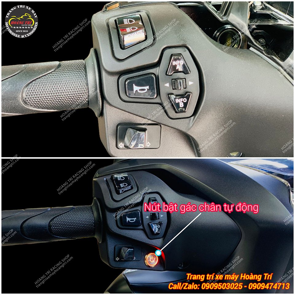 Công tắc LED được độ thêm cho xe để điều khiển bật gác chân Sh 160