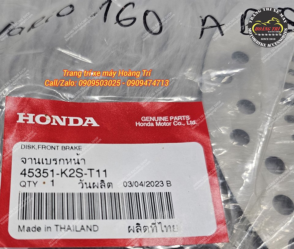 Tem sản phẩm đĩa trước Vario 160 ABS chính hãng Honda Thái Lan
