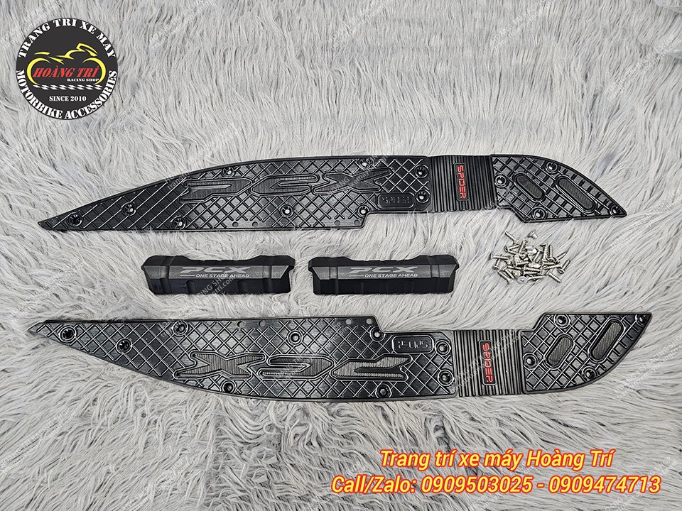 Thảm để chân PCX 160 nhôm CNC - Thảm Spider (Màu đen)