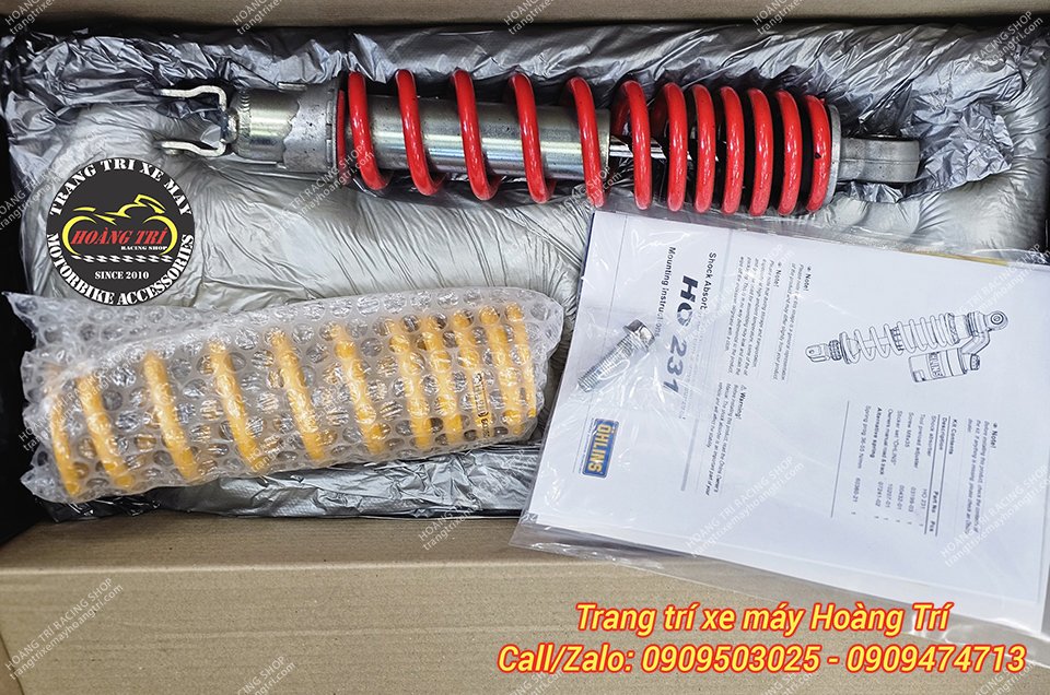 Đã tháo cây phuộc zin của xe Sh Mode ra khỏi xe và đang lắp phuộc Ohlins chính hãng cho xe