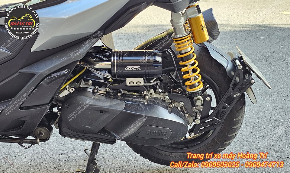 Chắn bùn pát nhôm HTR màu đen trang bị cho xe Aprilia SR GT 200