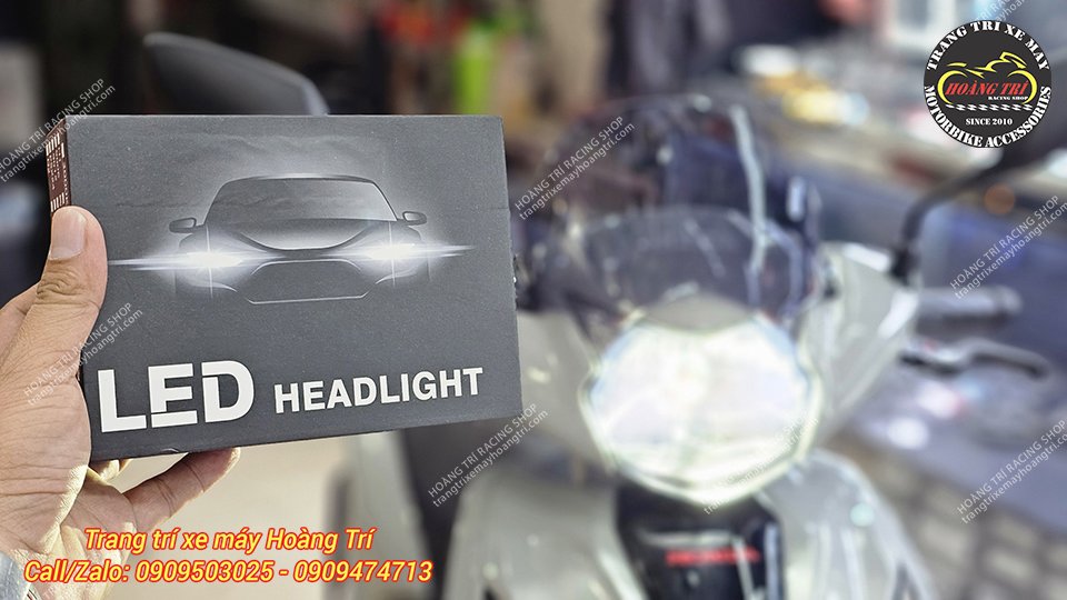 Trên tay hộp LED HeadLight E12 chân H4