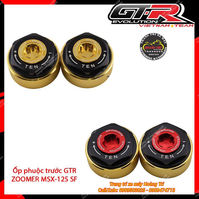 Chụp ốc phuộc trước GTR có 2 màu sắc gold và đỏ