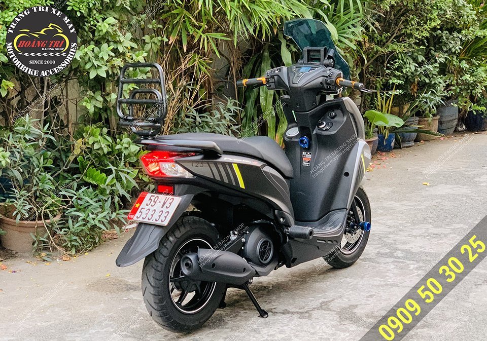 Góc view phía sau cùng với baga sau cho xe Yamaha Freego