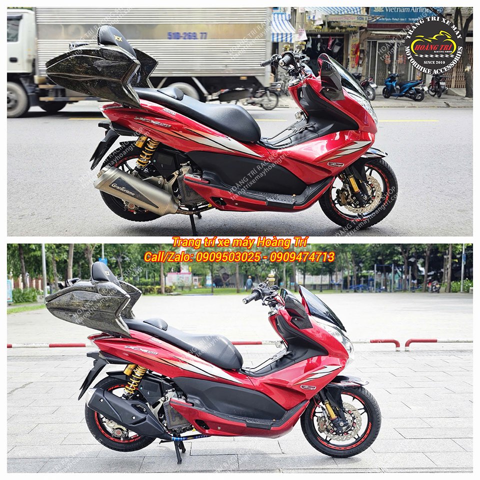 Hình ảnh trước và sau khi nâng cấp pô PCX 160 chính hãng Indo (trước đó khách nâng cấp pô Leovince Granturismo