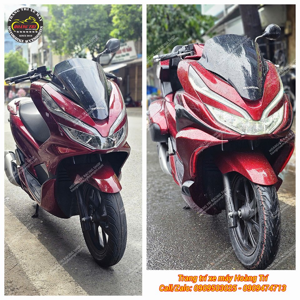 Hình ảnh trước sau với góc nghiêng của xe PCX 2018 phong cách giống Goldwing