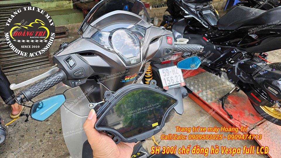 Trên tay đồng hồ full LCD Vespa đã được chuẩn bị sẵn sàng thay thế cho xe