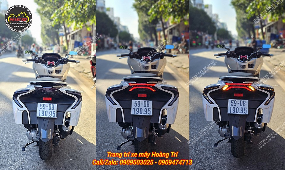 Những trạng thái của bộ thùng sau Side box hàng nhập Indo (có đèn và không đèn)