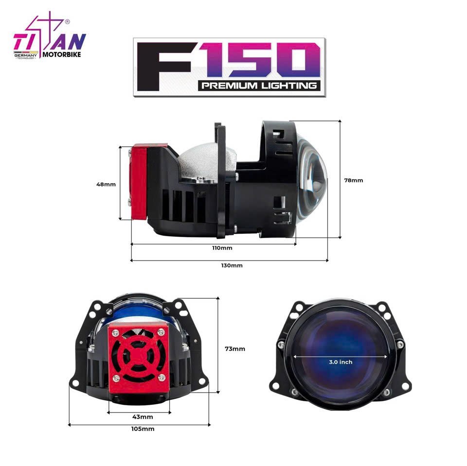 Cận cảnh đèn bi cầu Titan Moto F150