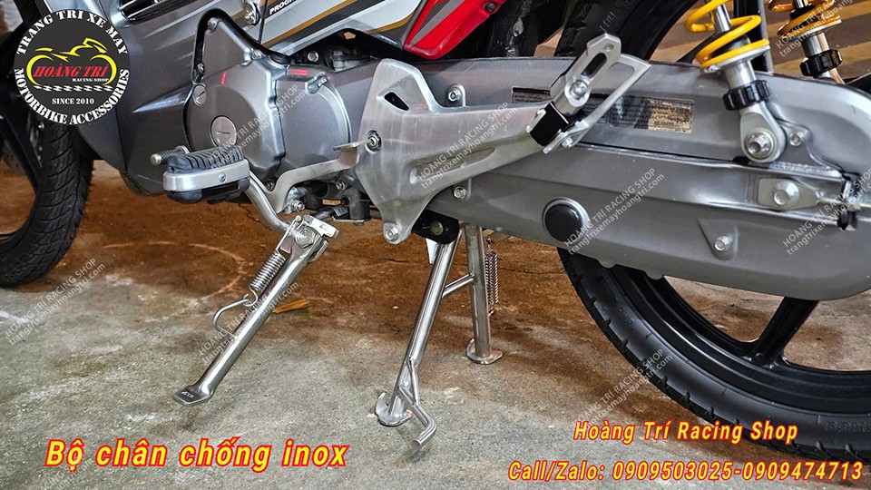 Combo chân chống inox mang đến sự nổi bật cho gầm xe