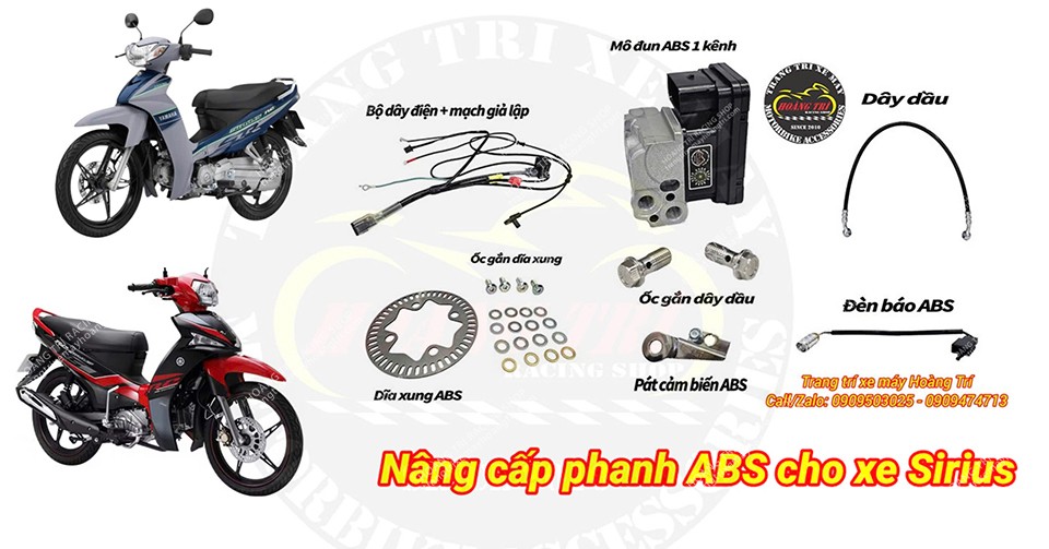 Trọn bộ sản phẩm để nâng cấp phanh ABS cho Sirius