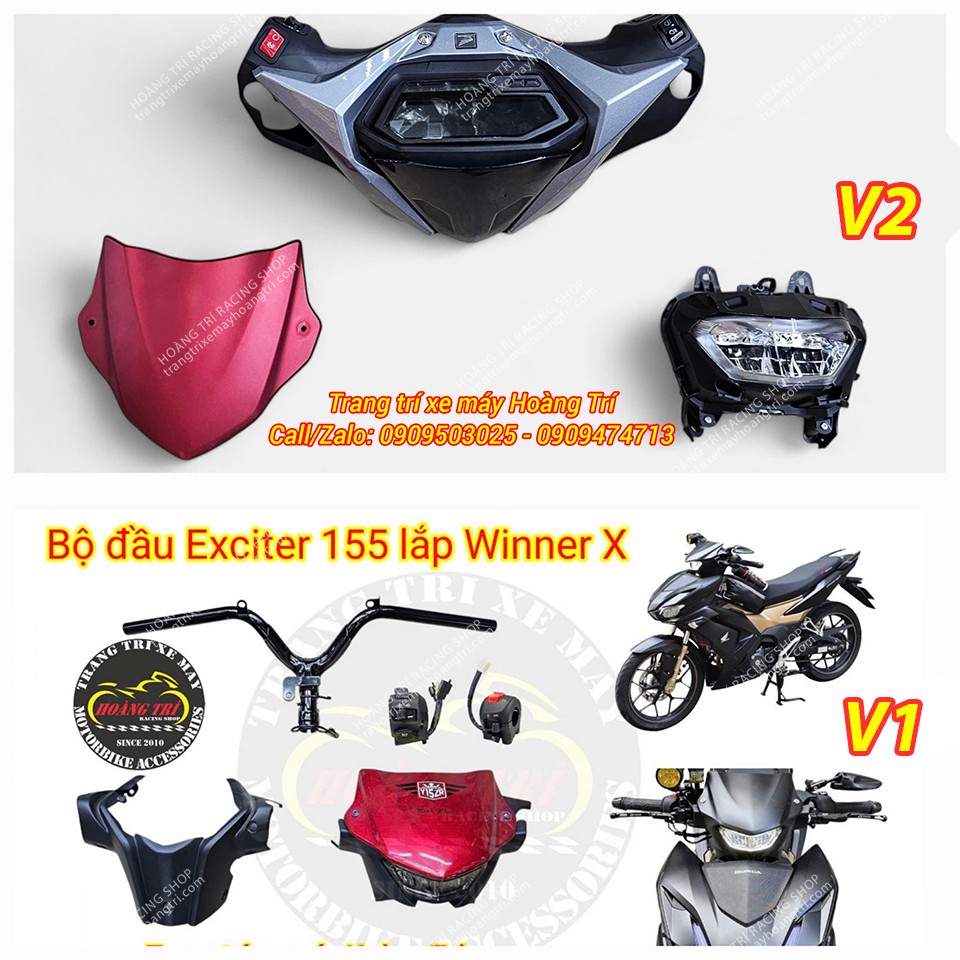 So kè giữa các phụ kiện của đầu đèn Winner X V1 và V2