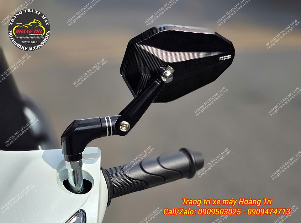 Mẫu kính hậu Motogadget / H2C mẫu MT màu đen trang bị cho Wave màu trắng