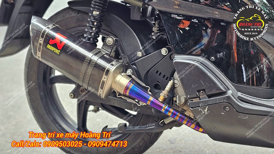 Full set pô Akrapovic carbon chính hãng cùng cổ pô titanium