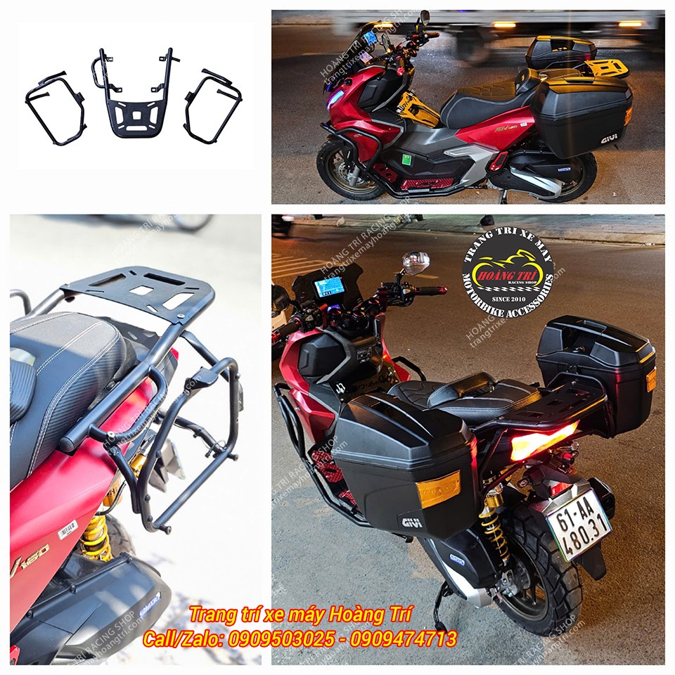 ADV 160 khi lắp trọn bộ baga và thùng hông Givi chính hãng E22N