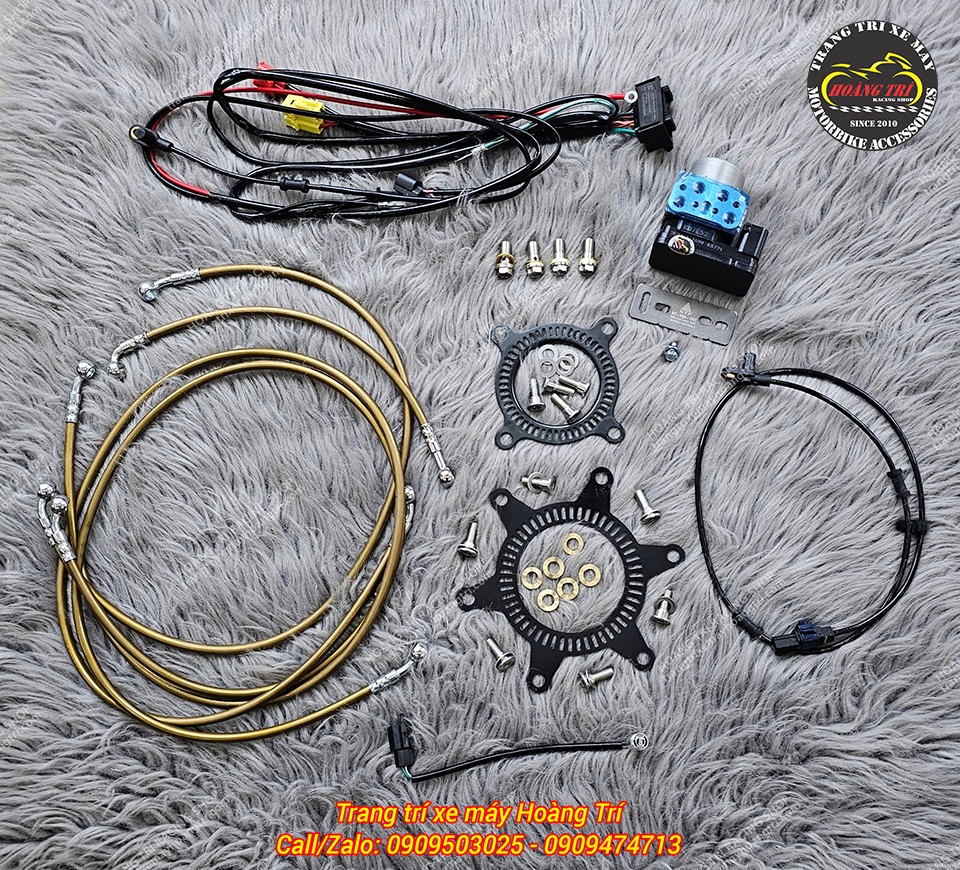 Cận cảnh trọn bộ phanh ABS 2 kênh chuẩn bị lắp đặt cho xe
