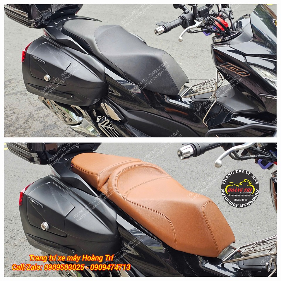 So sánh xe PCX 160 trước và sau khi trang bị yên 2 tầng rời.