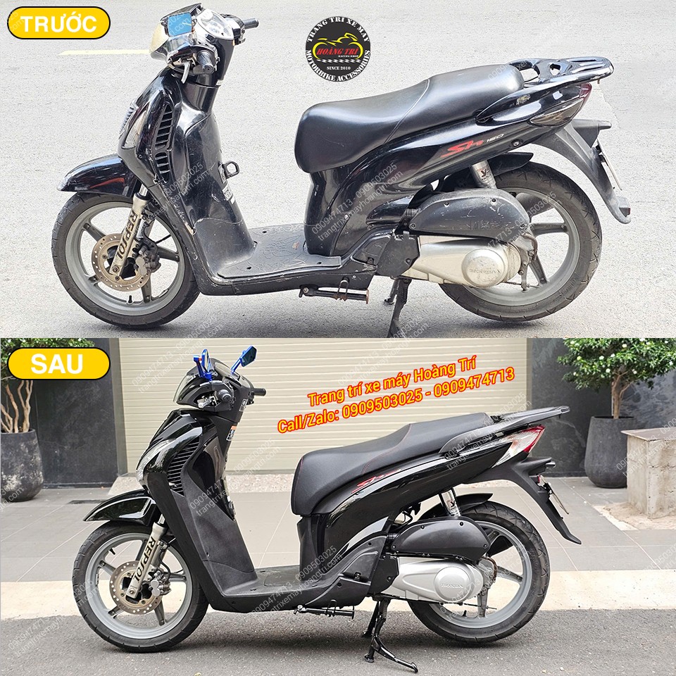 Hình ảnh trước và sau cho thấy chiếc SH Ý 2003 đã được lột xác thành phiên bản SH Ý 2010 một cách hoàn hảo