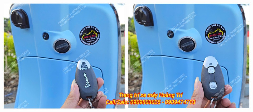Góc nhìn cận cảnh mặt trước – sau của remote chính hãng Piaggio Smartkey