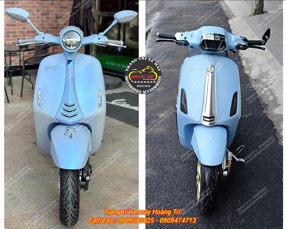 Hình ảnh đối chiếu giữa Vespa 946 Snake 2025 và bản độ Sprint S TFT 2023 sau khi lên màu