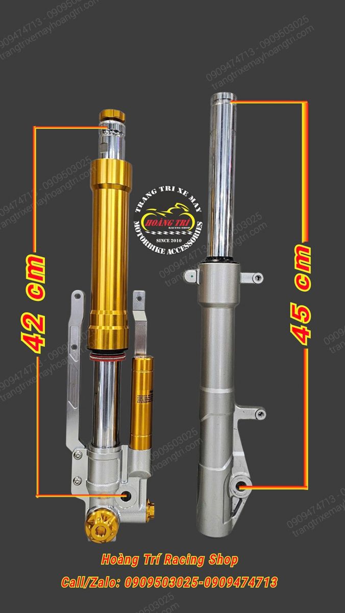 So sánh phuộc USD Kingham ADV (trái) và phuộc zin ADV (phải)
