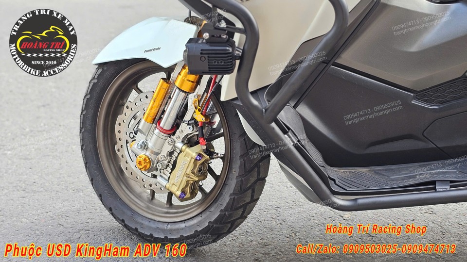 Sự kết hợp giữa phuộc Kingham kiểu upside down và heo dầu Brembo tạo nên tổng thể hoàn hảo