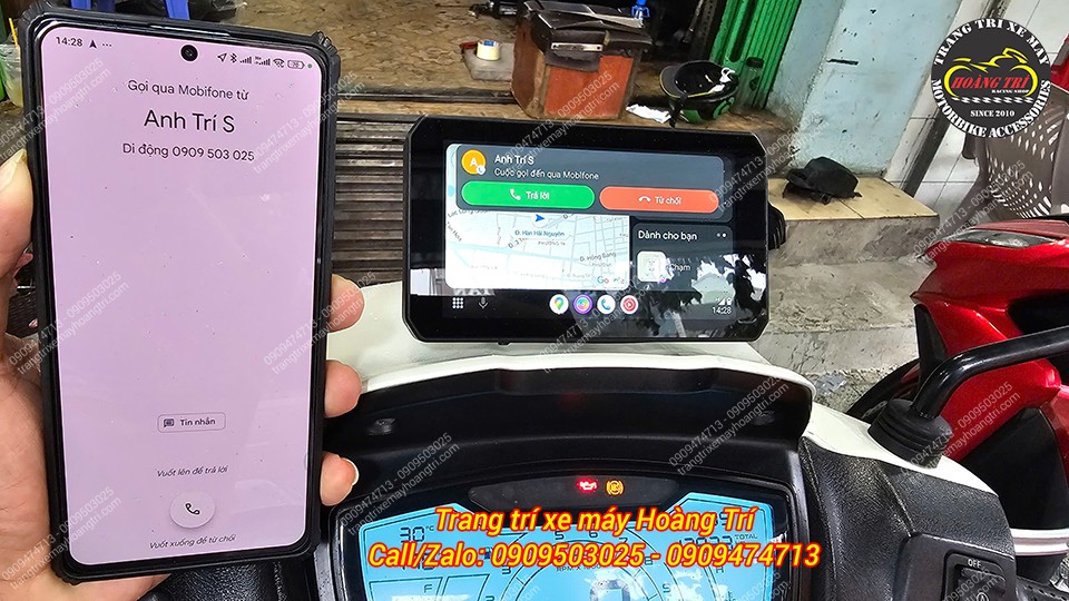Một điện thoại khác đang gọi đến thiết bị đã kết nối với màn hình