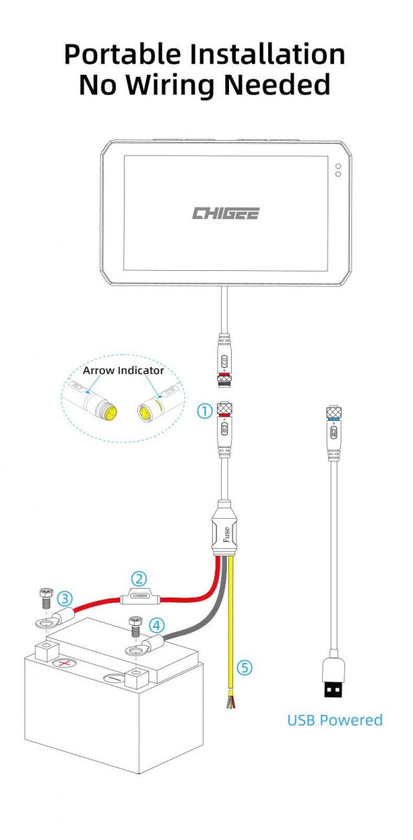 Các bước thực hiện đấu dây vào bình khi lắp màn hình Chigee AIO-5