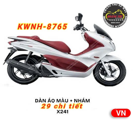 Trọn bộ dàn áo PCX 2010-2012 chính hãng Honda Việt Nam - Màu trắng đỏ - X241