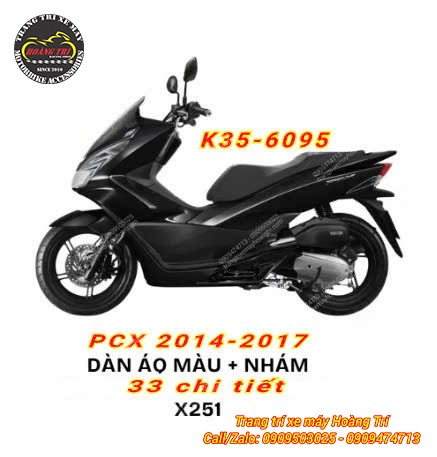 Dán áo xe PCX 2014 - 2017 chính hãng Honda 33 chi tiết X251 (Màu đen bóng)