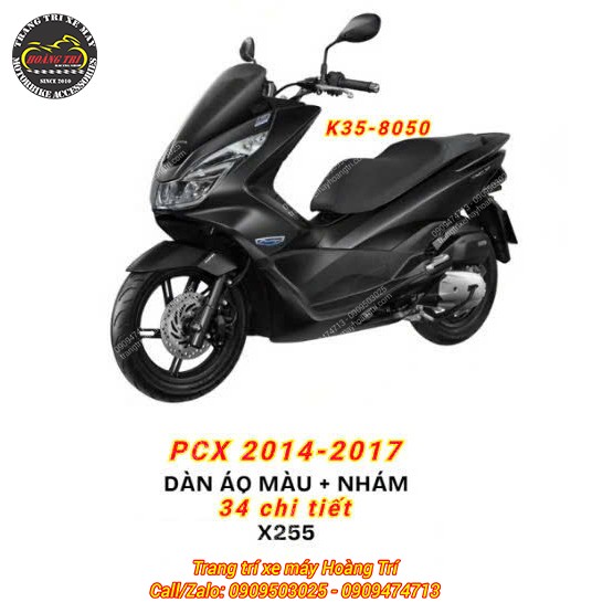 Dán áo xe PCX 2014 - 2017 chính hãng Honda 34 chi tiết X255 (Màu đen nhám)
