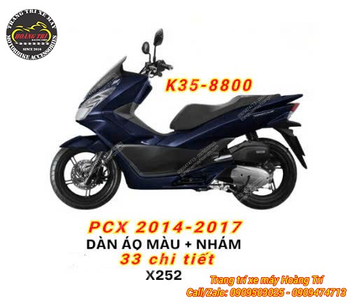 Dán áo xe PCX 2014 - 2017 chính hãng Honda 33 chi tiết X255 (Màu xanh đen)