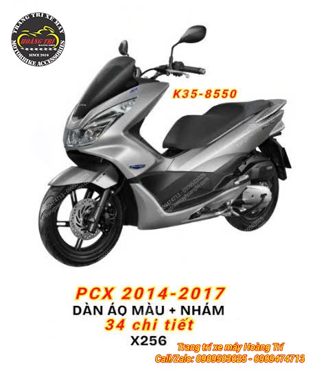 Dán áo xe PCX 2014 - 2017 chính hãng Honda 34 chi tiết X256 (Màu bạc)
