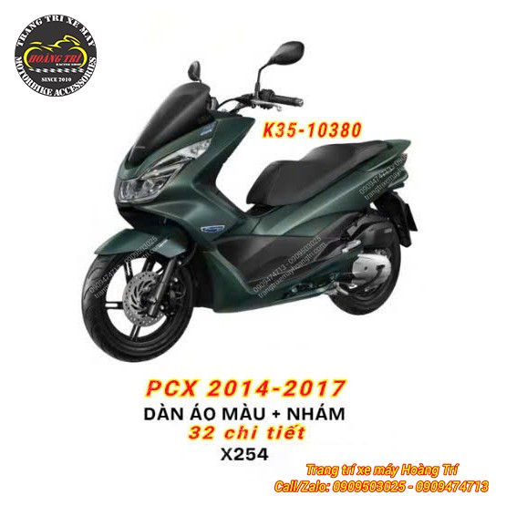 Dán áo xe PCX 2014 - 2017 chính hãng Honda 32 chi tiết X254 (Màu xanh lá)