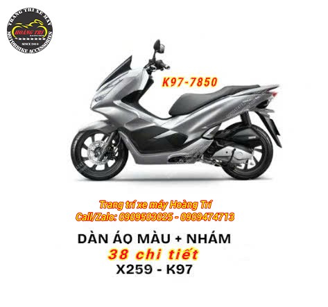Dán áo xe PCX 2018 - 2020 chính hãng Honda 38 chi tiết X259-K97 (Màu bạc)