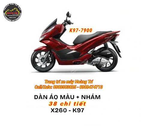 Dán áo xe PCX 2018 - 2020 chính hãng Honda 38 chi tiết X260-K97 (Màu đỏ)