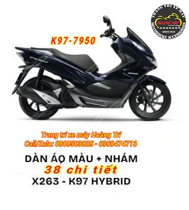 Dán áo xe PCX 2018 - 2020 chính hãng Honda 38 chi tiết X263-K97 Hybrid (Màu xanh đen)