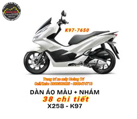 Dán áo xe PCX 2018 - 2020 chính hãng Honda 38 chi tiết X258-K97 (Màu trắng)