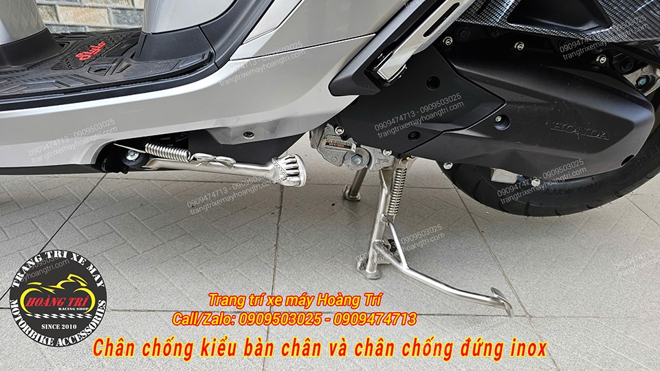 Chân chống đứng zin cũng được thay thế bằng chân chống đứng inox
