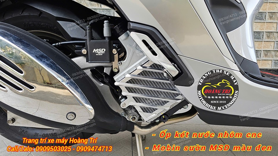 Mobin sườn MSD đen được kết hợp cùng ốp két nước CNC bằng nhôm