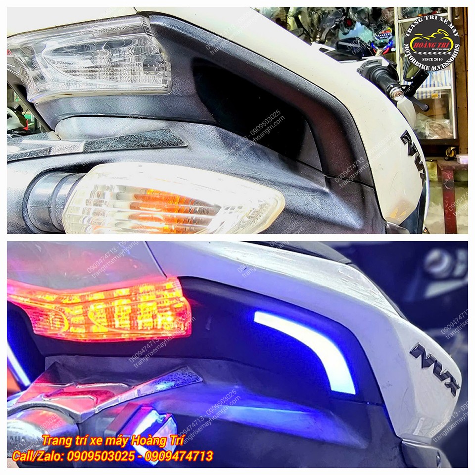 So sánh diện mạo xe NVX V1 trước và sau khi lắp đèn LED Daylight