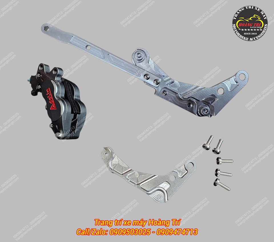 Bộ heo dầu 4 piston Adelin đi kèm pát nhôm là lựa chọn đi kèm lý tưởng khi nâng cấp phuộc trước Kingham